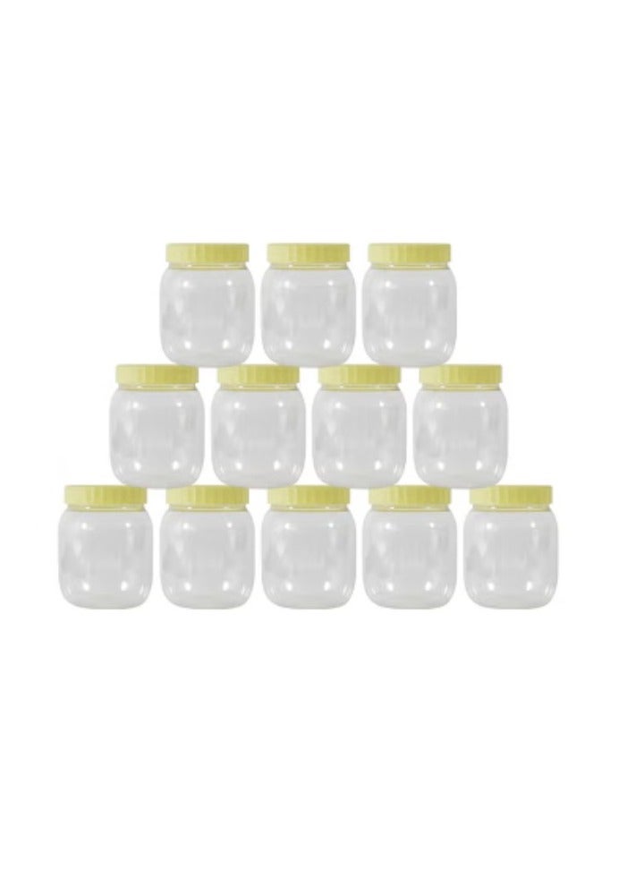 Sunpet 12-Piece Round Spice Jar Set White/Yellow 500ml