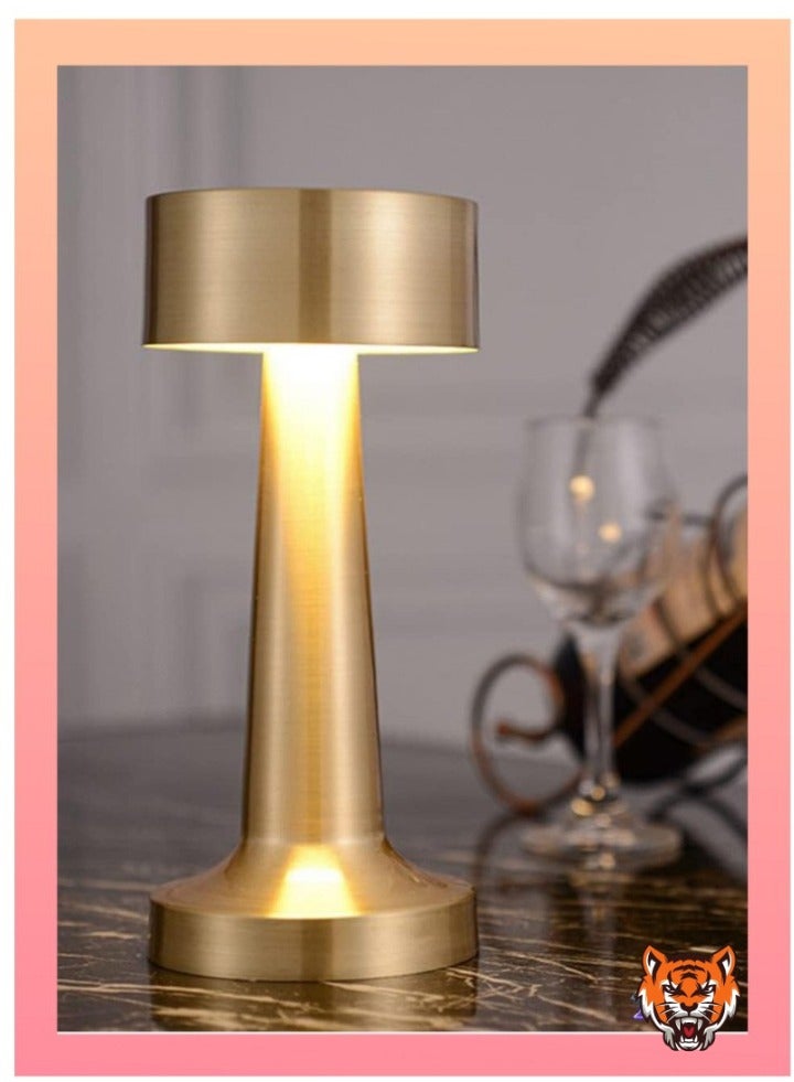 TIGER USB Charging Table Lamp – Touch Sensor, Cordless LED Light for Bars, Restaurants, Coffee Shops, Mobile Desks, and Bedside Decor (Gold) - Image 1