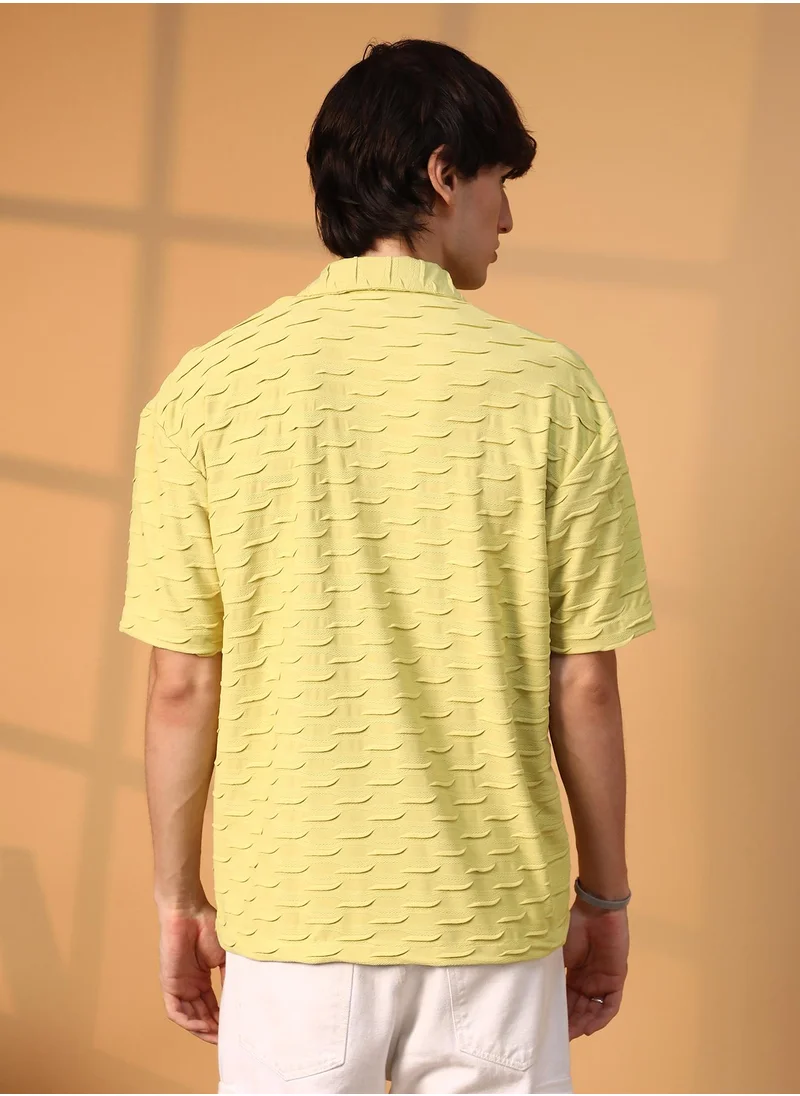 Campus Sutra Men's Butter Yellow Swish-Textured Shirt
