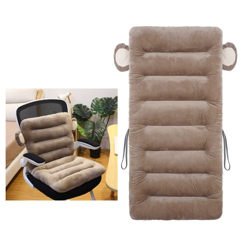 ELFJOY Desk Chair Cushion 85cm Office Chair Cushion Seat Cushion with Back Support Lounger Cushion with Fixing Band Brown 8545cm