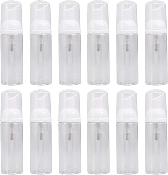 Healifty 12pc Plastic Foam Dispenser Bottle Refillable Empty Hand Soap Shampoo Bottle Cosmetic Container for Travel Vacation Camping 50ml White - Image 1