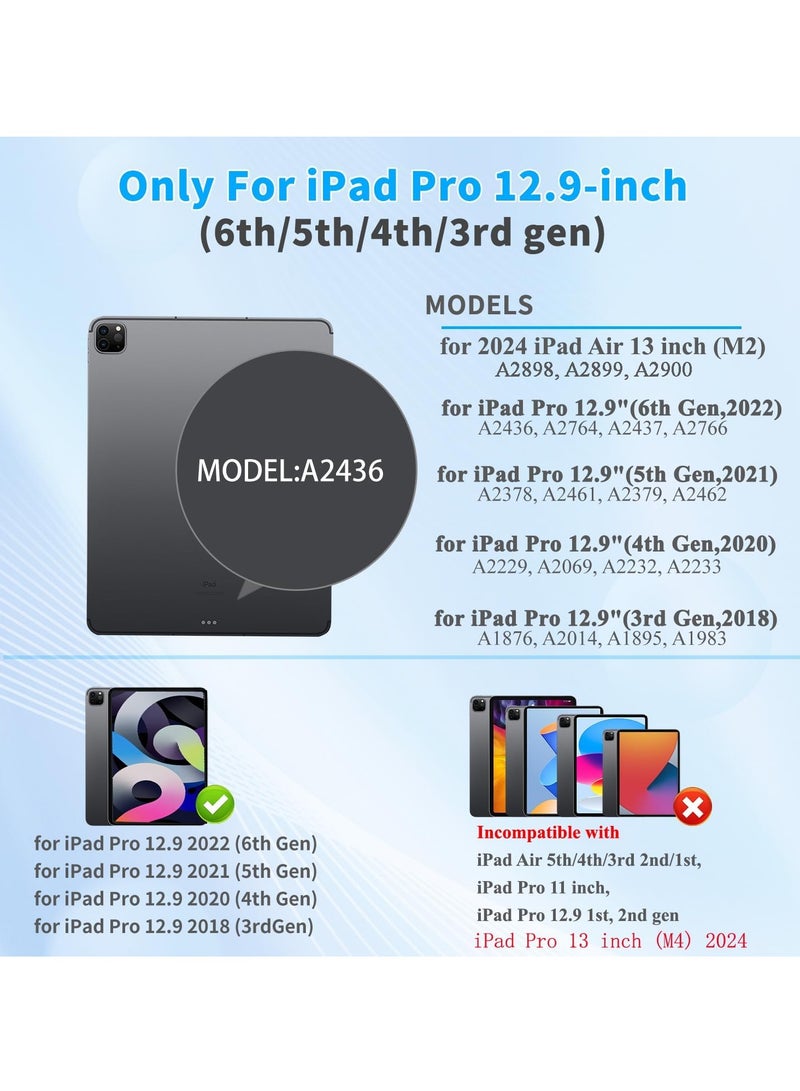QPHWHFQ 【Arabic & English】Magic Keyboard for iPad Air 13"(M3,2025 / M2,2024) and iPad Pro 12.9 Inch(6th/5th/4th/3rd Gen), Wireless Magnetic iPad Keyboard Case, Multi-Touch Trackpad, Backlit Keys  - Image 2