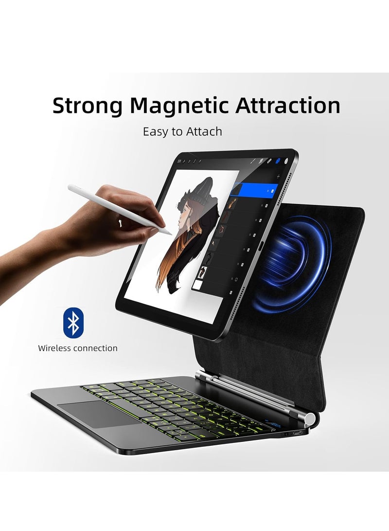QPHWHFQ 【Arabic & English】Magic Keyboard for iPad Air 13"(M3,2025 / M2,2024) and iPad Pro 12.9 Inch(6th/5th/4th/3rd Gen), Wireless Magnetic iPad Keyboard Case, Multi-Touch Trackpad, Backlit Keys  - Image 3