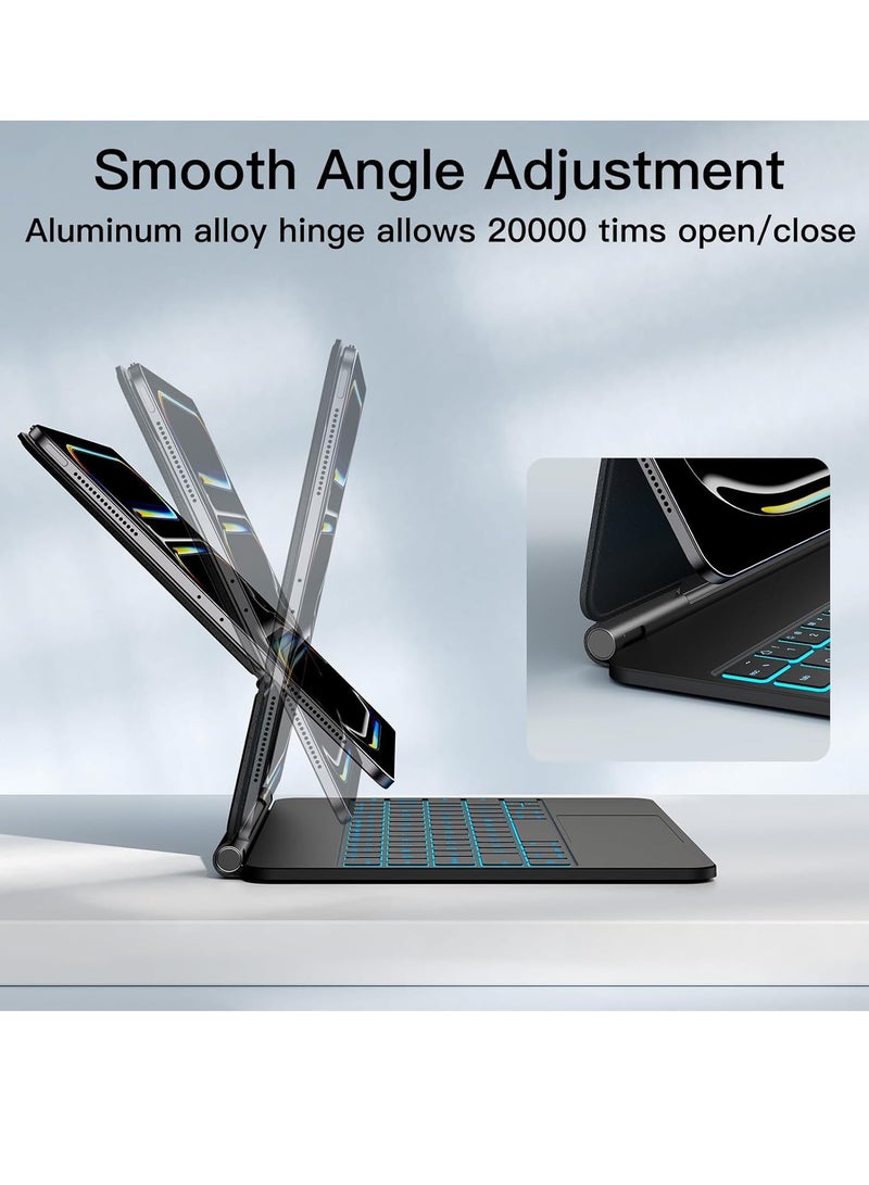QPHWHFQ 【Arabic & English】Magic Keyboard for iPad Air 13"(M3,2025 / M2,2024) and iPad Pro 12.9 Inch(6th/5th/4th/3rd Gen), Wireless Magnetic iPad Keyboard Case, Multi-Touch Trackpad, Backlit Keys  - Image 4