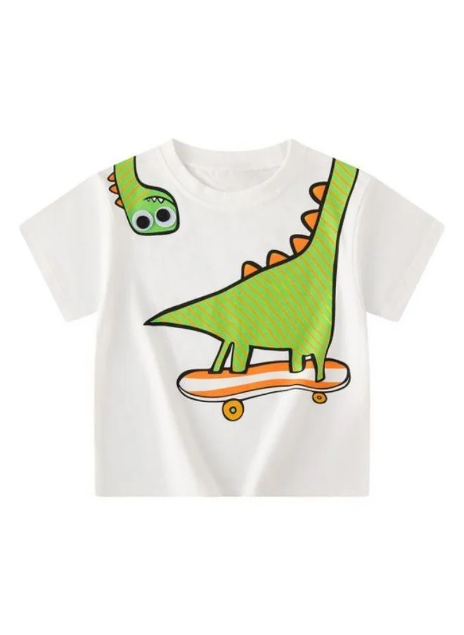 YUNIQEE White Printed Short Sleeve Crew Neck T-Shirt
