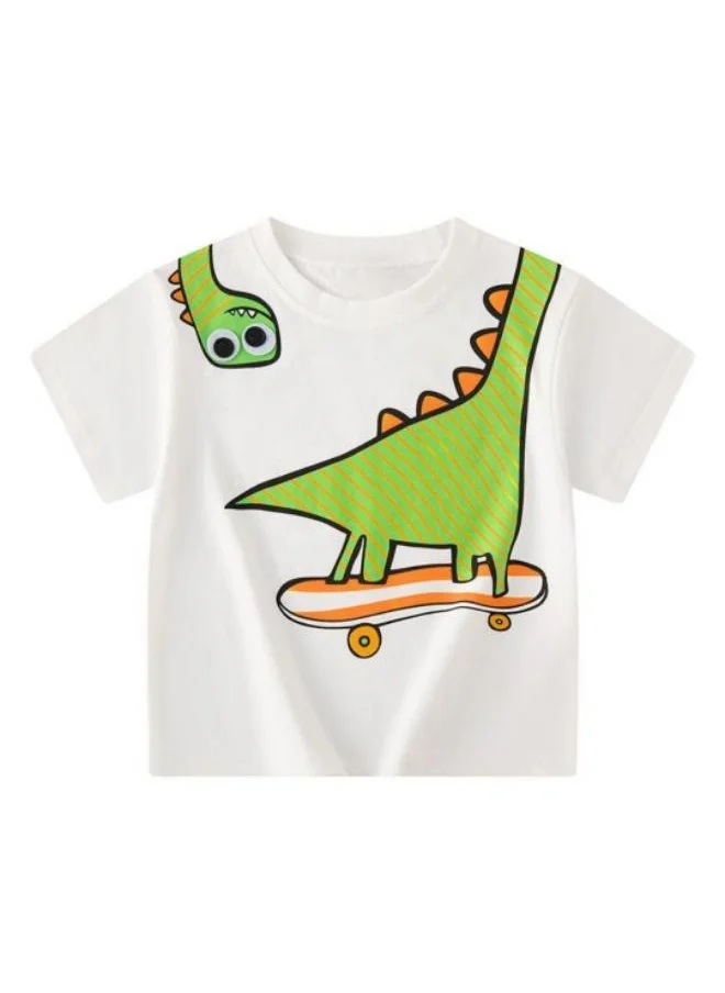 YUNIQEE White Printed Short Sleeve Crew Neck T-Shirt