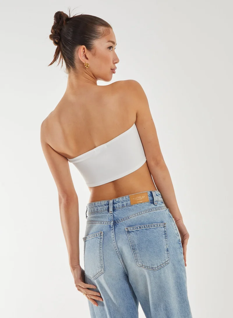 بينك فانيلا Seam Detail Corset Crop Top