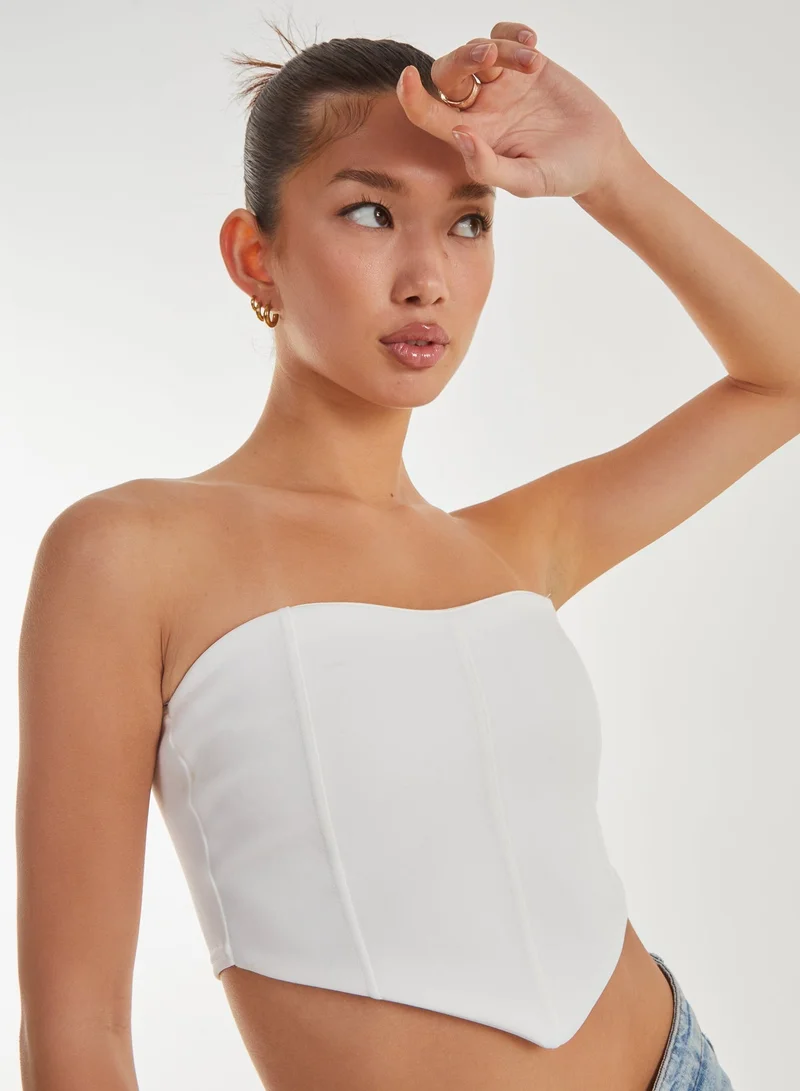 Pink Vanilla Seam Detail Corset Crop Top