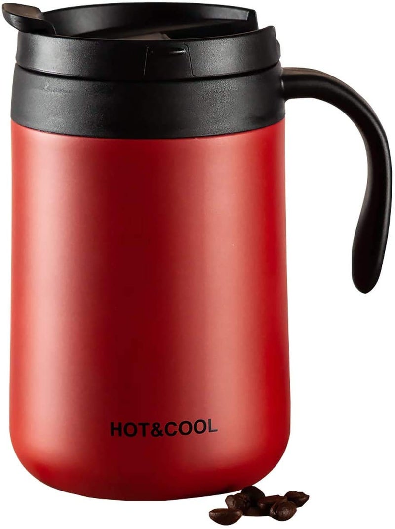 KPNG Stainless Steel Coffee Mugs - 500 ML Large Double Walled Vacuum Insulated Coffee Beer Mugs, Shatterproof and Spill Resistant - 304 Stainless Steel Travel, Office, Couple Use (500 ML, Red) - Image 1