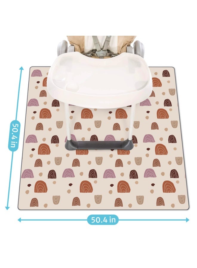 Blissful Diary Blissful Diary Baby Splat Mat for Under High Chair, 50.4 x 50.4 Inch Wipeable Splash Mat, Waterproof and Washable, Anti-Slip Floor Protector, Boho Rainbow - Image 4