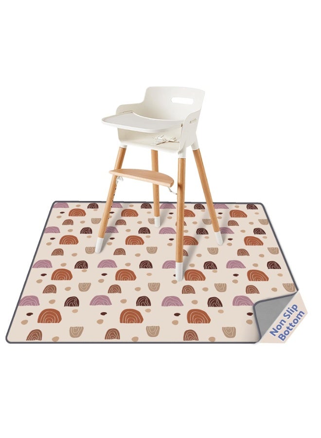 Blissful Diary Blissful Diary Baby Splat Mat for Under High Chair, 50.4 x 50.4 Inch Wipeable Splash Mat, Waterproof and Washable, Anti-Slip Floor Protector, Boho Rainbow - Image 1