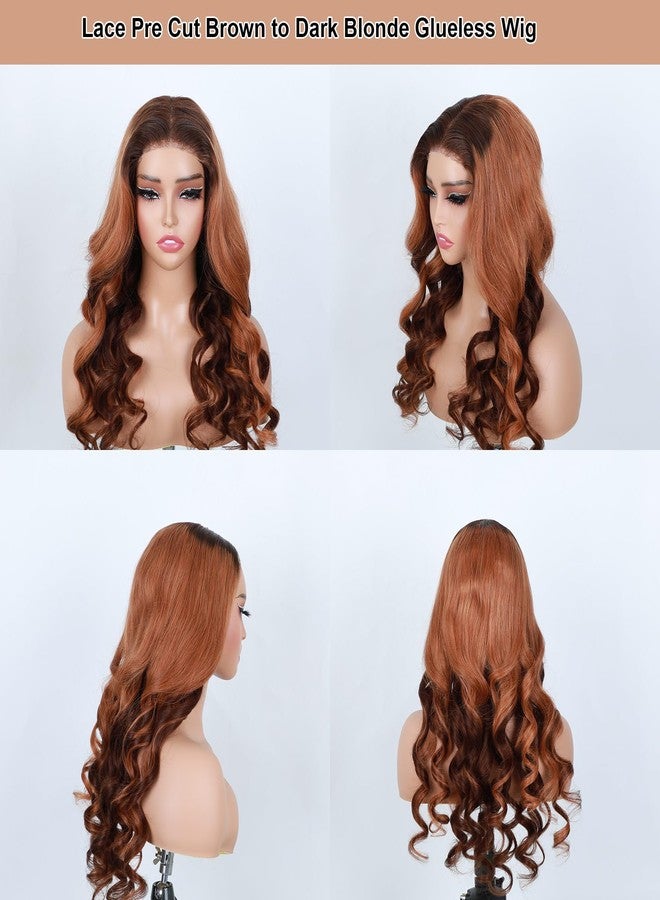 Domiso Ombre Honey Blonde Lace Front Wigs Human Hair Brown Blonde Minxed Body Wave Wear and Go Glueless Wigs Human Hair Pre Plucked Pre Cut 180% Density Brazlian Wig for Beginners 20 Inch - Image 3