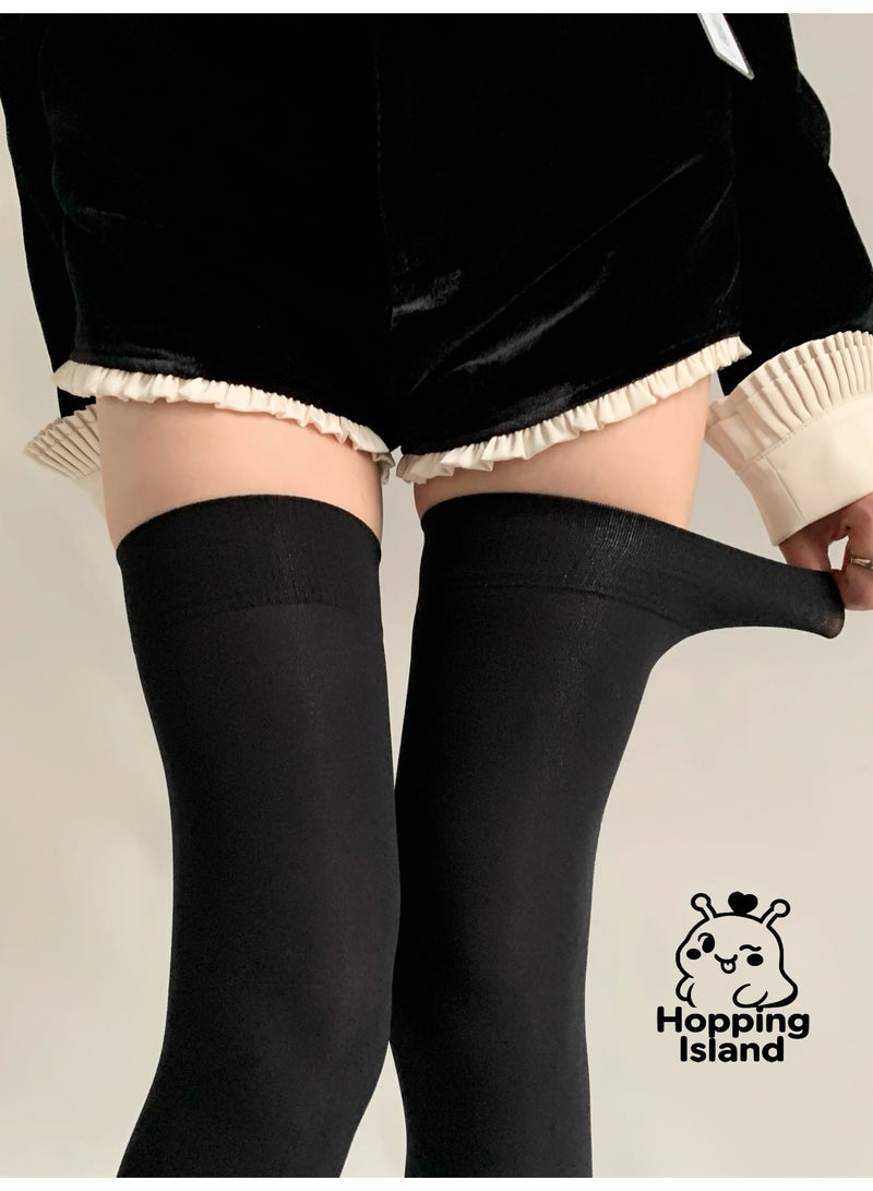 Hopping Island HI Silken Over Knee Opaque Sock Daily Thigh Long - Image 1