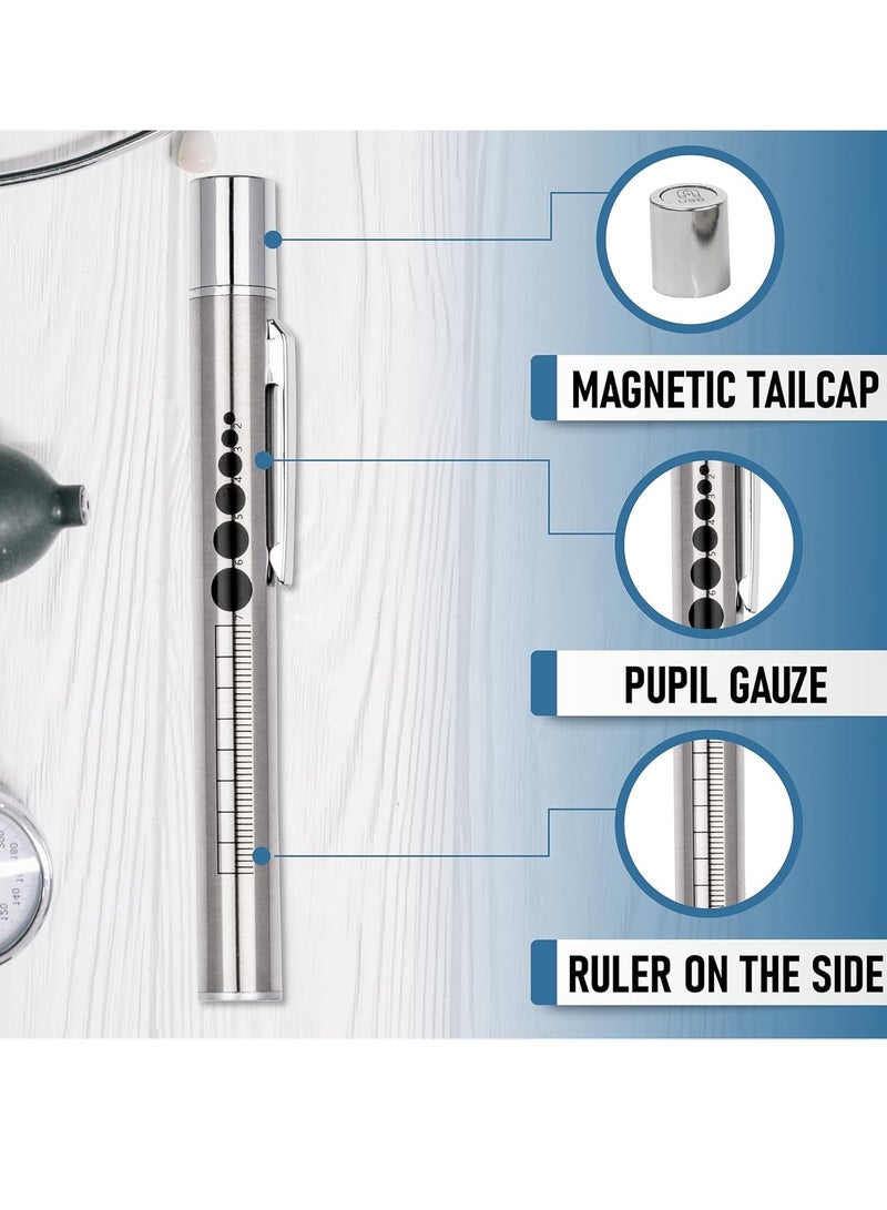 Pen Light, A Reusable LED Pen Light Designed for Students, Doctors, And Nurses, Equipped with Two LED Light Sources, USB Charging, Ultra Warm Light Bulbs, Pocket Clip (Silver, 1 Piece) - Image 3