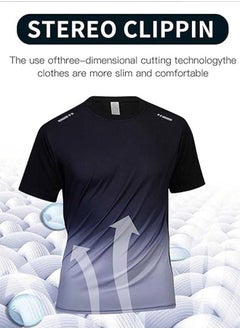 GRKC Men's 2-Piece Sportswear Set, Summer Quick-Drying Running Gear, Short-Sleeve T-Shirt and Shorts, Fitness Training Outfit, Lightweight Athletic Clothing for Gym, Jogging, Cycling, and Outdoor Activities, Color: Gradient Grey  - Image 4