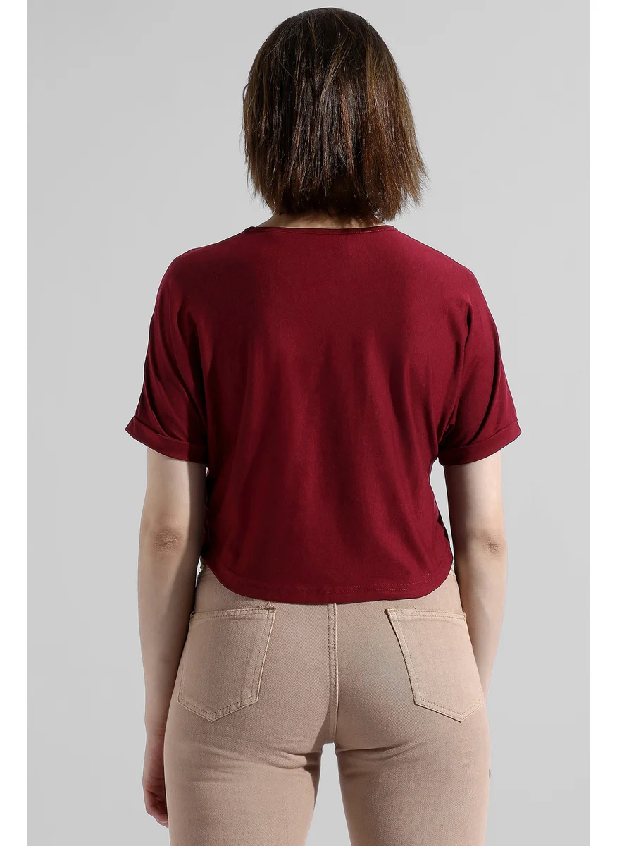 كامبوس سوترا Women's Maroon Red Adventure Cropped Top
