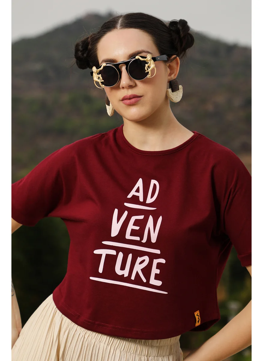كامبوس سوترا Women's Maroon Red Adventure Cropped Top
