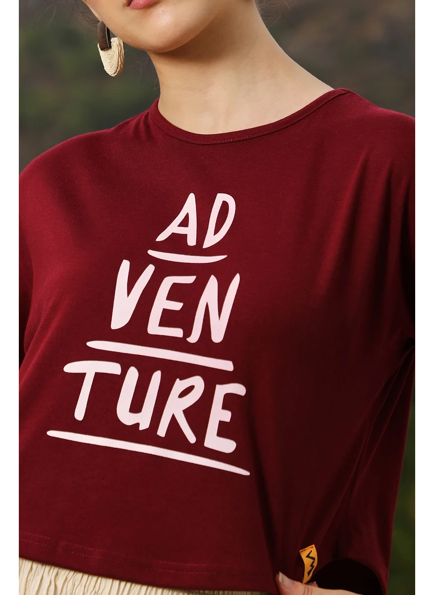 كامبوس سوترا Women's Maroon Red Adventure Cropped Top