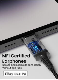 Remson [Apple MFi Certified] Remson Wired Stereo Earphones MFi Lightning Connector Headphones/Earphones/Earbuds Hi-Fi with In-Line Remote Compatible for iPhone 14 13 12 11 Pro Max iPhone XS Max - Black  - Image 2