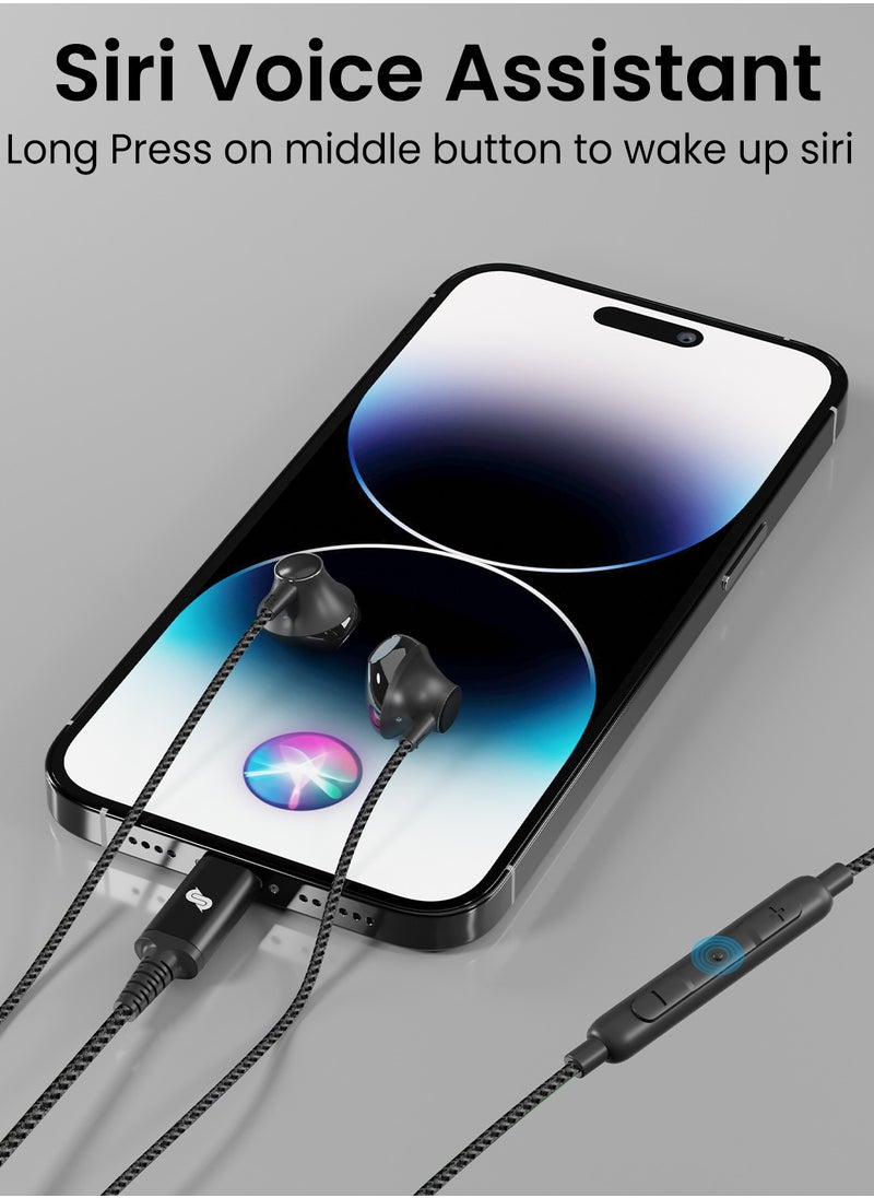 Remson - [Apple MFi Certified] Remson Wired Stereo Earphones MFi Lightning Connector Headphones/Earphones/Earbuds Hi-Fi with In-Line Remote Compatible for iPhone 14 13 12 11 Pro Max iPhone XS Max - Black - Image 1