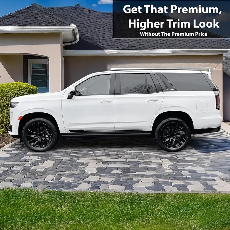 BOGAR TECH DESIGNS Chrome Delete Overlay Cover Replacement for Cadillac Escalade (Gloss Black, Lower Sides 2021+) - Image 2