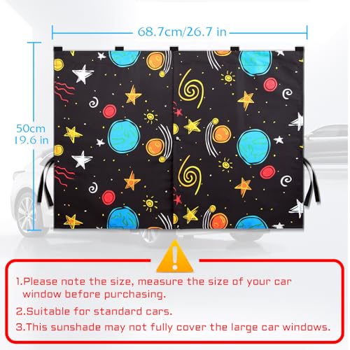 VVAYHUA Car Window Shades, 2 Packs Magnetic Car Sun Shades for Baby, 2 Layers for Blackout/See Through Options Colorful Starry Pattern Side Window Curtain for Kids Heat/UV Blocker - Image 4