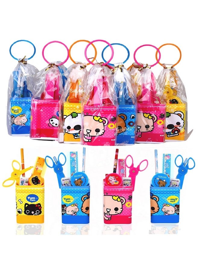SILLYME Return Gifts for Kids Birthday Party Stationary Set - Pack of 6 (Includes Pencil Box case,Scissor,Eraser,Pencil, Sharpener) (Multicolor) - Image 1