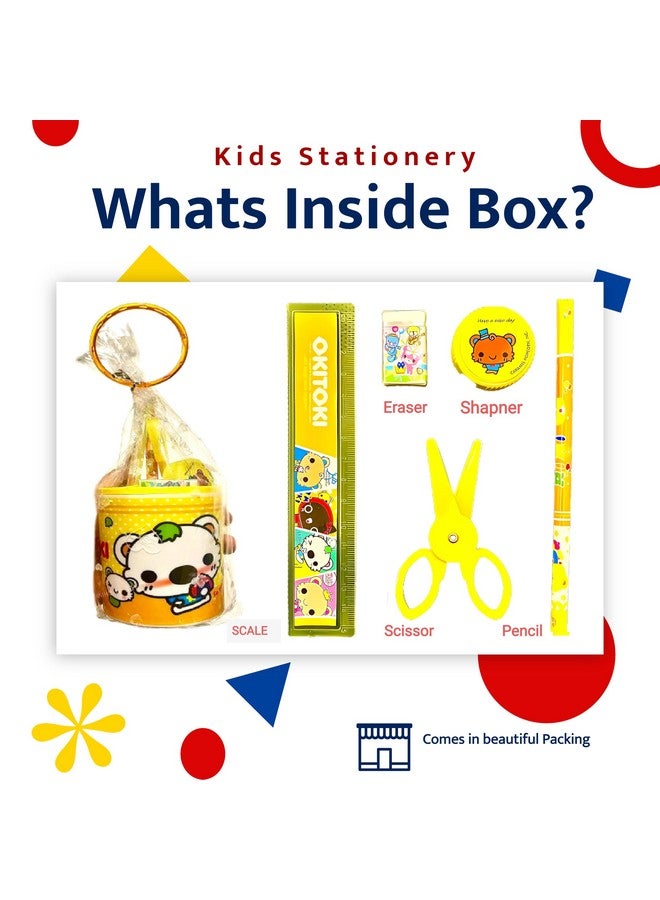 SILLYME Return Gifts for Kids Birthday Party Stationary Set - Pack of 6 (Includes Pencil Box case,Scissor,Eraser,Pencil, Sharpener) (Multicolor) - Image 3