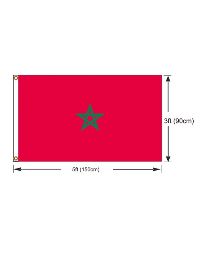 Morocco Flags 90x150cm Double Stitches with Headband, Vibrant Fade-Resistant Colors & Firm Sewing, Durable Outdoor Decor for Home Garden Events, Perfect for Work Gym Cheerleading Supplies - Image 2