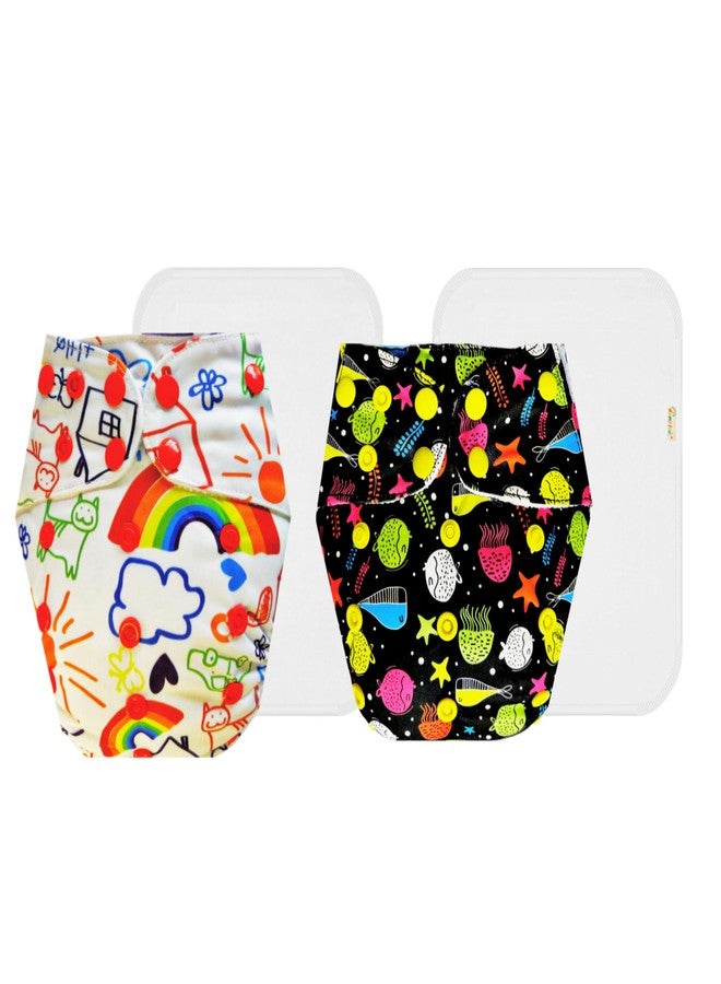 حفاضات قماشية فاخرة من دمبلدو مع حشوة قطنية (عبوة من قطعتين) | مضادة للحساسية | قابلة لإعادة الاستخدام والغسل | أزرار كبس قابلة للتعديل | مصممة من قبل أمهات | من 3 أشهر إلى 3 سنوات | للجنسين - Image 1