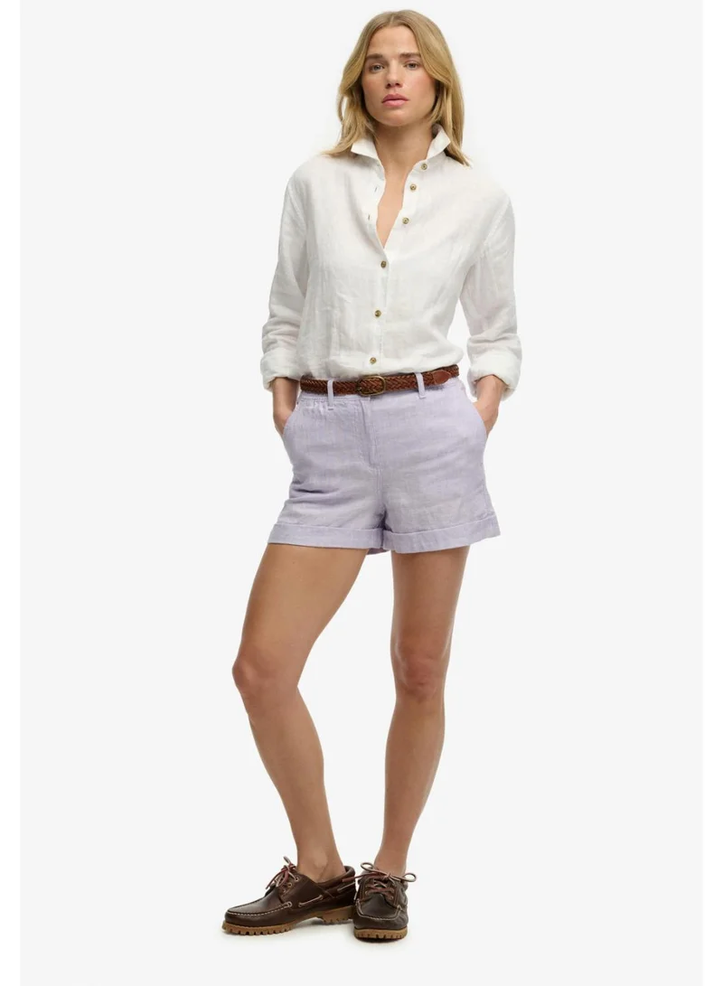 سوبر دراي Mid Rise Linen Shorts