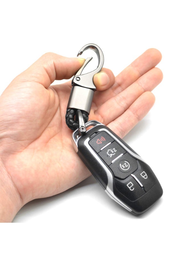 LEBOCADO Universal Leather & Metal Car Keychain with Anti-Lost D-Ring - Quick-Release Belt Hook Key Ring with Screwdriver, Compatible with Toyota, Hyundai, Ford & More - Black - Image 4