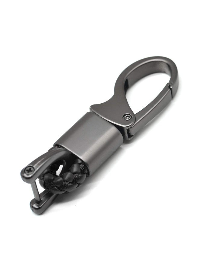 LEBOCADO Universal Leather & Metal Car Keychain with Anti-Lost D-Ring - Quick-Release Belt Hook Key Ring with Screwdriver, Compatible with Toyota, Hyundai, Ford & More - Black - Image 1