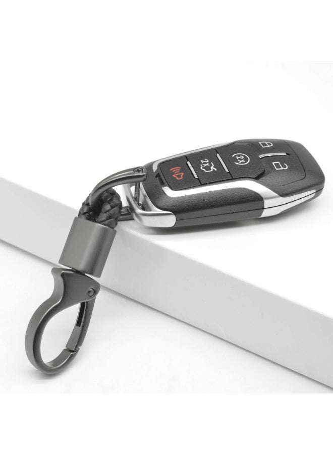 LEBOCADO Universal Leather & Metal Car Keychain with Anti-Lost D-Ring - Quick-Release Belt Hook Key Ring with Screwdriver, Compatible with Toyota, Hyundai, Ford & More - Black - Image 3