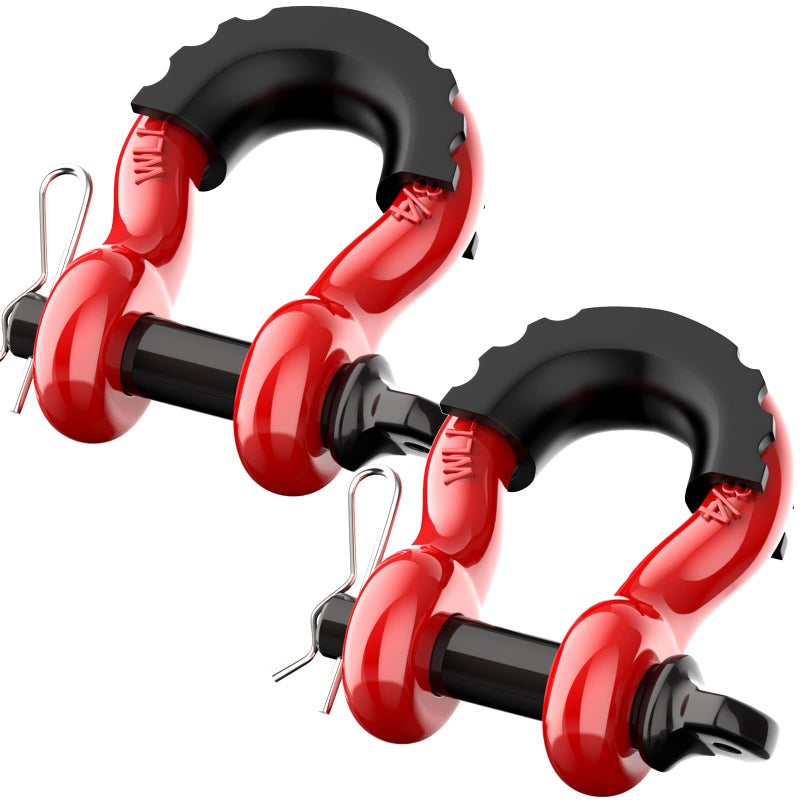 D Ring Shackles 34 Heavy Duty 475 Ton Screw Pin Anchor Shackles Universal Fit for OffRoad Bumper and Vehicle Recovery Rigging Point Tow Shackle Red Color Clevis Shackle2Pk