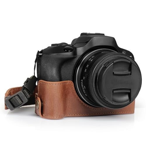 MegaGear Ever Ready Genuine Leather Half Camera Case Compatible with Canon EOS R100 Brown - Image 1