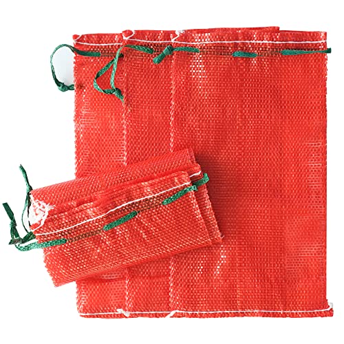 deebree 10 lb Mesh Onion Bags 1118 Mesh Produce Bags Hanging Reusable Breathable Vegetable Storage Net Bag with Drawstring for Onions Potatoes Citrus Crawfish Red Pack of 10