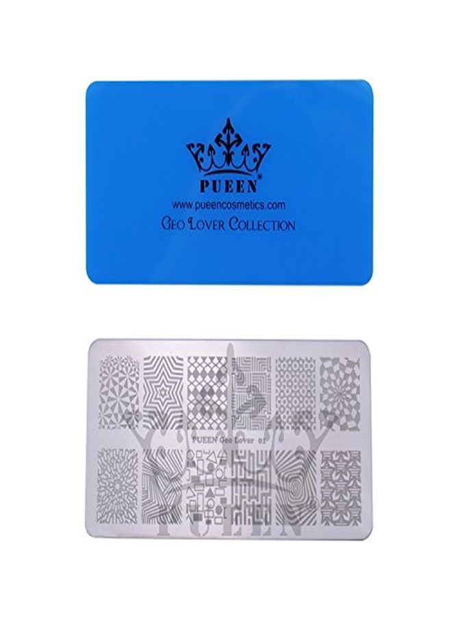 PUEEN Nail Art Stamping Plate - Geo Lover 01-125X65Mm Unique Nailart Polish Stamping Manicure Image Plates Accessories Kit-Bh000556 - Image 2