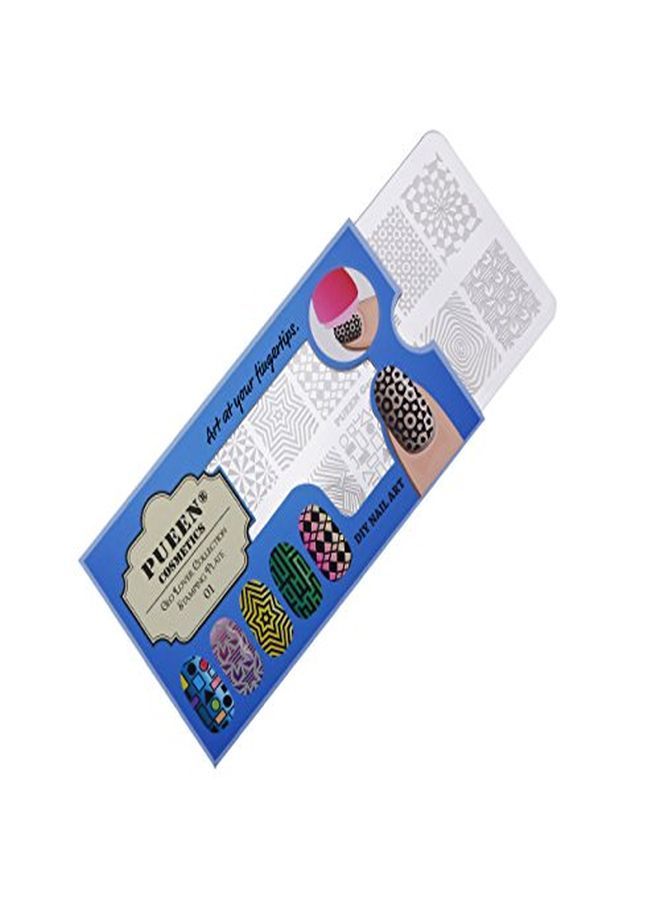 PUEEN Nail Art Stamping Plate - Geo Lover 01-125X65Mm Unique Nailart Polish Stamping Manicure Image Plates Accessories Kit-Bh000556 - Image 3