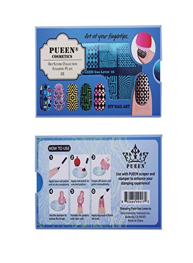 PUEEN Nail Art Stamping Plate - Geo Lover 01-125X65Mm Unique Nailart Polish Stamping Manicure Image Plates Accessories Kit-Bh000556 - Image 4
