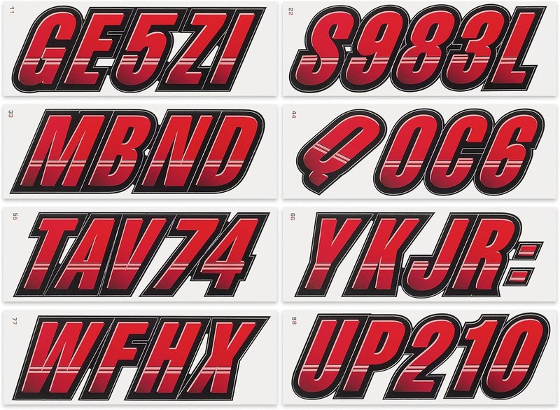 STIFFIE Techtron Alphanumeric Registration Decals for Boats and PWCs - Red/Black - Image 3