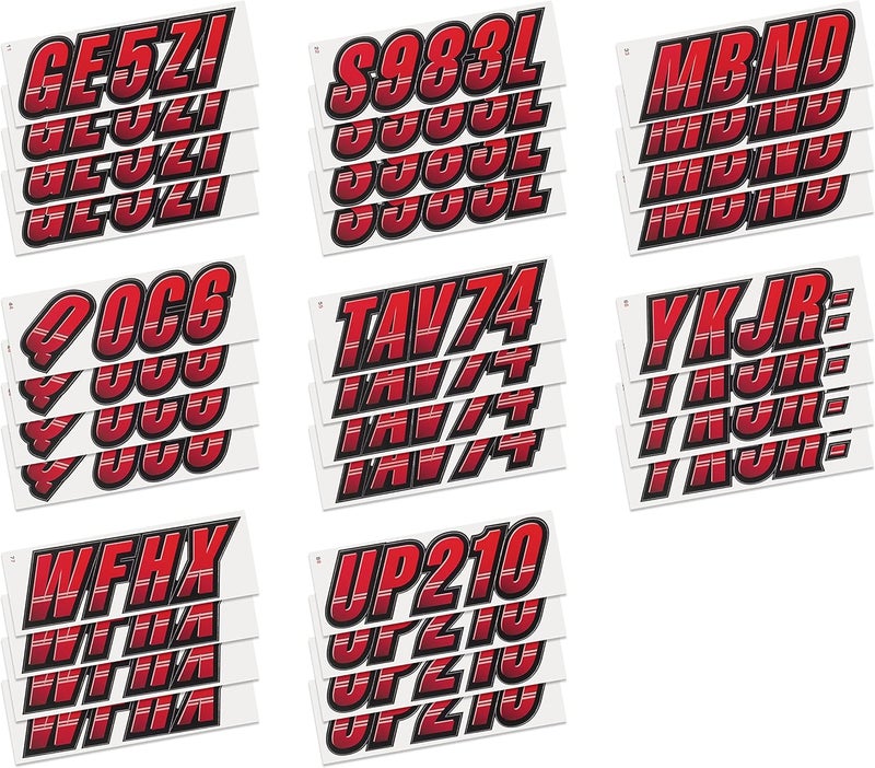 STIFFIE Techtron Alphanumeric Registration Decals for Boats and PWCs - Red/Black - Image 4