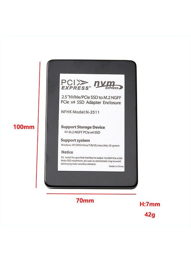 Generic - 2.5in NVMe/PCI-E SSD to M.2 NGFF PCIe x4 SSD Adapter Enclosure PCI Express SSD Adapter Card - Image 1
