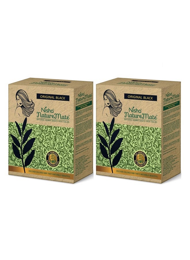 Nisha Nature Mate Henna Based Hair Colour For Women Men, No Ammonia 100% Herbal Protection, Original Black Hair Colour 60G (Pack Of2) - Image 1