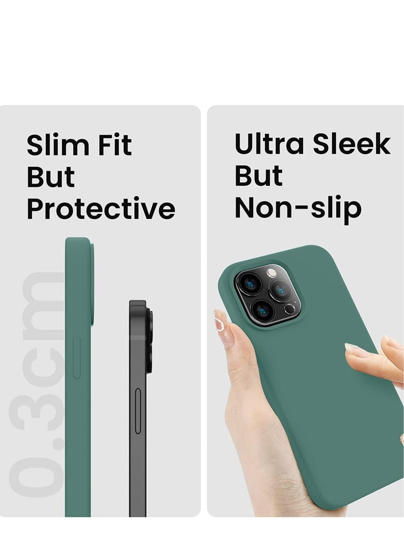 Raxoom Designed for iPhone 14 Pro Max Case, Silicone Phone Case with [2 Screen Protectors] + [2 Camera Lens Protectors] and Soft Anti-Scratch Microfiber Lining Inside, 6.7 inch, Midnight Green - Image 4
