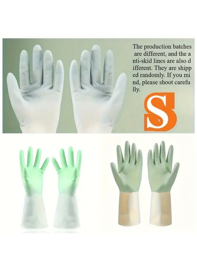 Heavy Duty Waterproof Latex Gloves Non Slip Grip Green Size M for Dishwashing Cleaning - Image 4