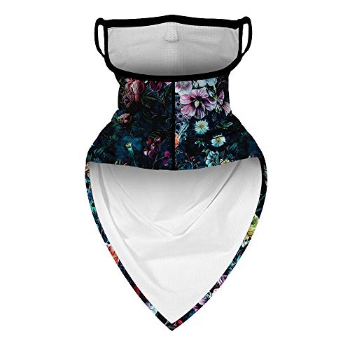 YAYOUREL Colorful Flowers Floral Neck Gaiter Face Mask Covering Bandanas for Men Women Summer UV Face Scarf Mask Cover Ear Loop Hole Triangle Facemask Headwear for Fishing Running Cycling Hiking - Image 4