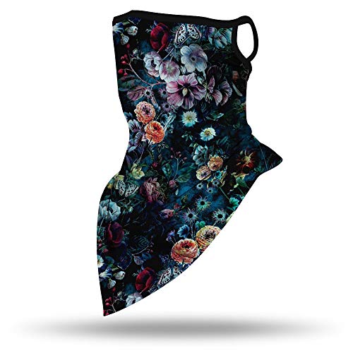 YAYOUREL Colorful Flowers Floral Neck Gaiter Face Mask Covering Bandanas for Men Women Summer UV Face Scarf Mask Cover Ear Loop Hole Triangle Facemask Headwear for Fishing Running Cycling Hiking - Image 5