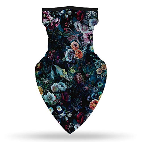 YAYOUREL Colorful Flowers Floral Neck Gaiter Face Mask Covering Bandanas for Men Women Summer UV Face Scarf Mask Cover Ear Loop Hole Triangle Facemask Headwear for Fishing Running Cycling Hiking - Image 3