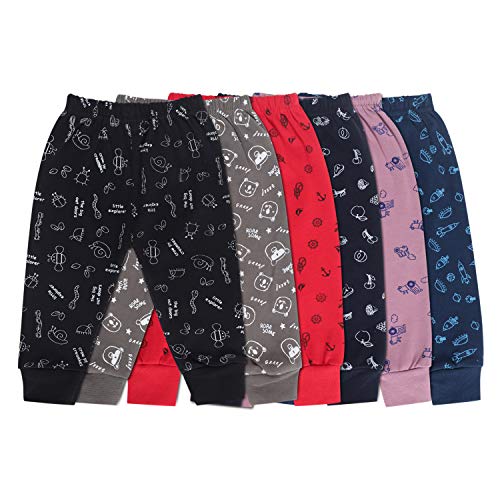superminis Unisex Dark Colors Cotton Printed Pajama Set/Legging Bottom/Lowers For Toddlers/Kids, Multicolor (9-12 Months, Pack Of 6) Regular - Image 1